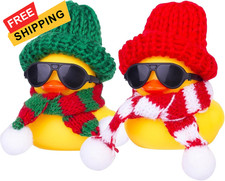 Rubber Duck Car Ornaments 2Pack Winter Dashboard Decorations for...