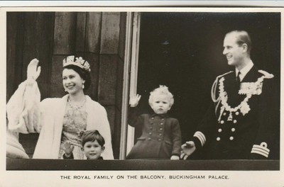 early 1950s QUEEN ELIZABETH II Royal Family Prince Phillip Charles Postcard RPPC