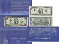 1995 $2 Atlanta District Star Note In BEP Independence Folder FR# 1936-F* UNC