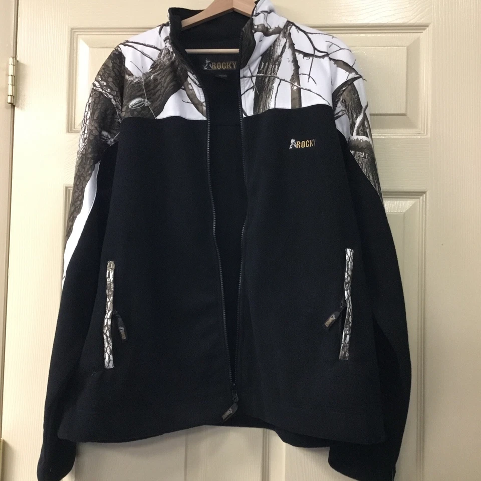 Nueva chaqueta polar para hombre Rocky 609476 negra y Realtree Hardwoods nieve camuflaje 2XL Foto 3 de 4
