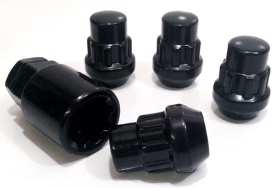 Schwarze Auto Radsicherung Sicherungsmuttern Schrauben M12 x 1,5, 21mm Sechskant Kegel passt für Kia x 4
