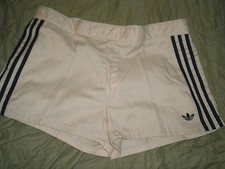 Vintage 1970s Men's Adidas Twill Canvas Tennis Short Shorts Zip Front USA sz 38