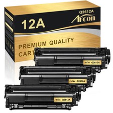 3PK Black Ink Toner Compatible With HP Q2612A 12A LaserJet 1018 3050 3055 M1319F