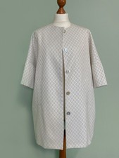 Beige Ivory 1960's Style Tapestry Cocoon Wedding Occasion Coat - Uk 12 14