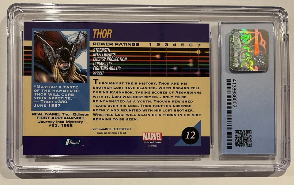 THOR #12 Marvel Fleer RETRO 2013 Impel universe 3 1992 PSA CGC 10 PRISTINE POP 1 - Image 2 of 2