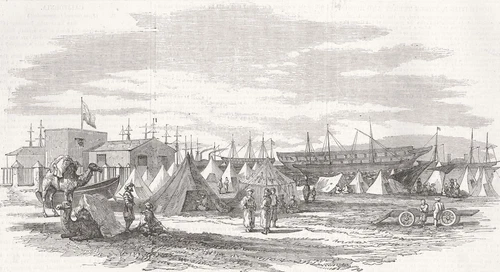 EGYPT. Alexandria-The Harbour, and Encampment of Mahommedan Pilgrims 1853