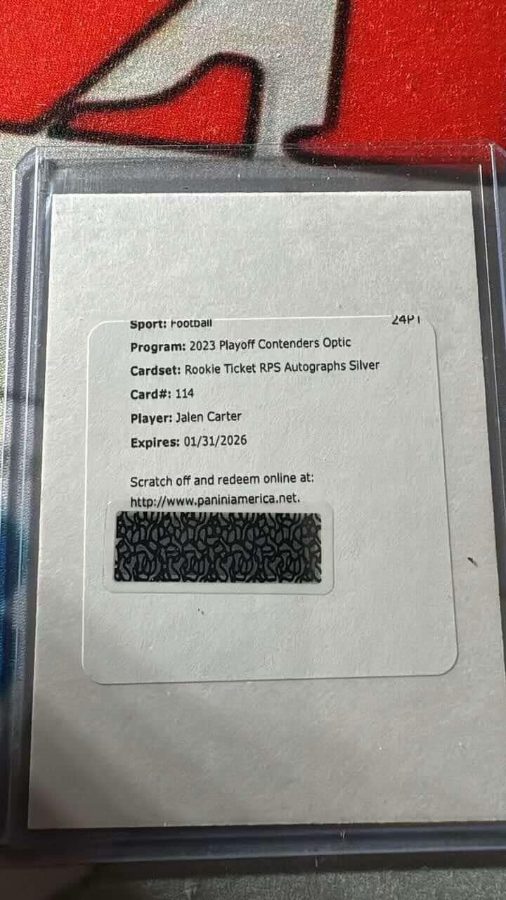 2023 Playoff Contenders Optic Jalen Carter Rookie Ticket RPS Auto Silver TG