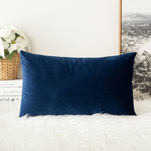 MIULEE Velvet Soft Soild Decorative Square Throw Pillow 12" x 20", Dark