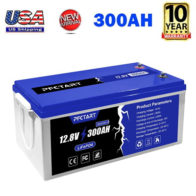 3840Wh 12.8V 300Ah Deep Cycle Lithium Battery LiFePO4 300A BMS RV Solar Off-grid