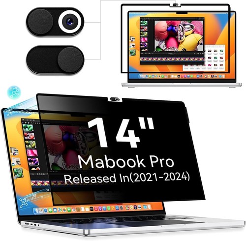 Privacy Screen Protector for MacBook Pro 14 Inch (2021-2024, M1, M2) Easy On\Off - Picture 9 of 24