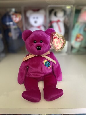 Ty Beanie Babies Millennium Bear Plush Toy Purple 8421042265|
