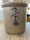 Antique Red Wing Stoneware Pottery Crock Salt Glaze Double P Bee Sting