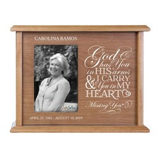 Custom Cremation Urn for Human Ashes Holds 200 cu in w/ 4x6 Photo - God Has You