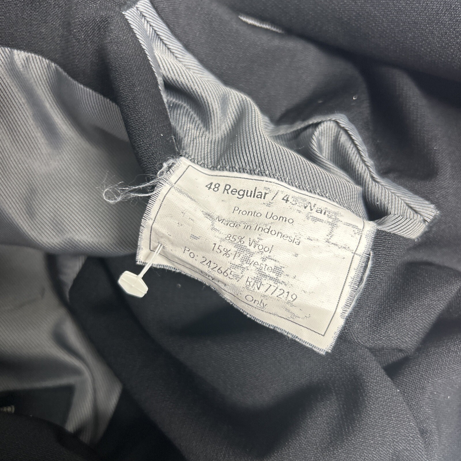 Pronto Uomo Solid Black Wool Blend Two Button Bla… - image 11