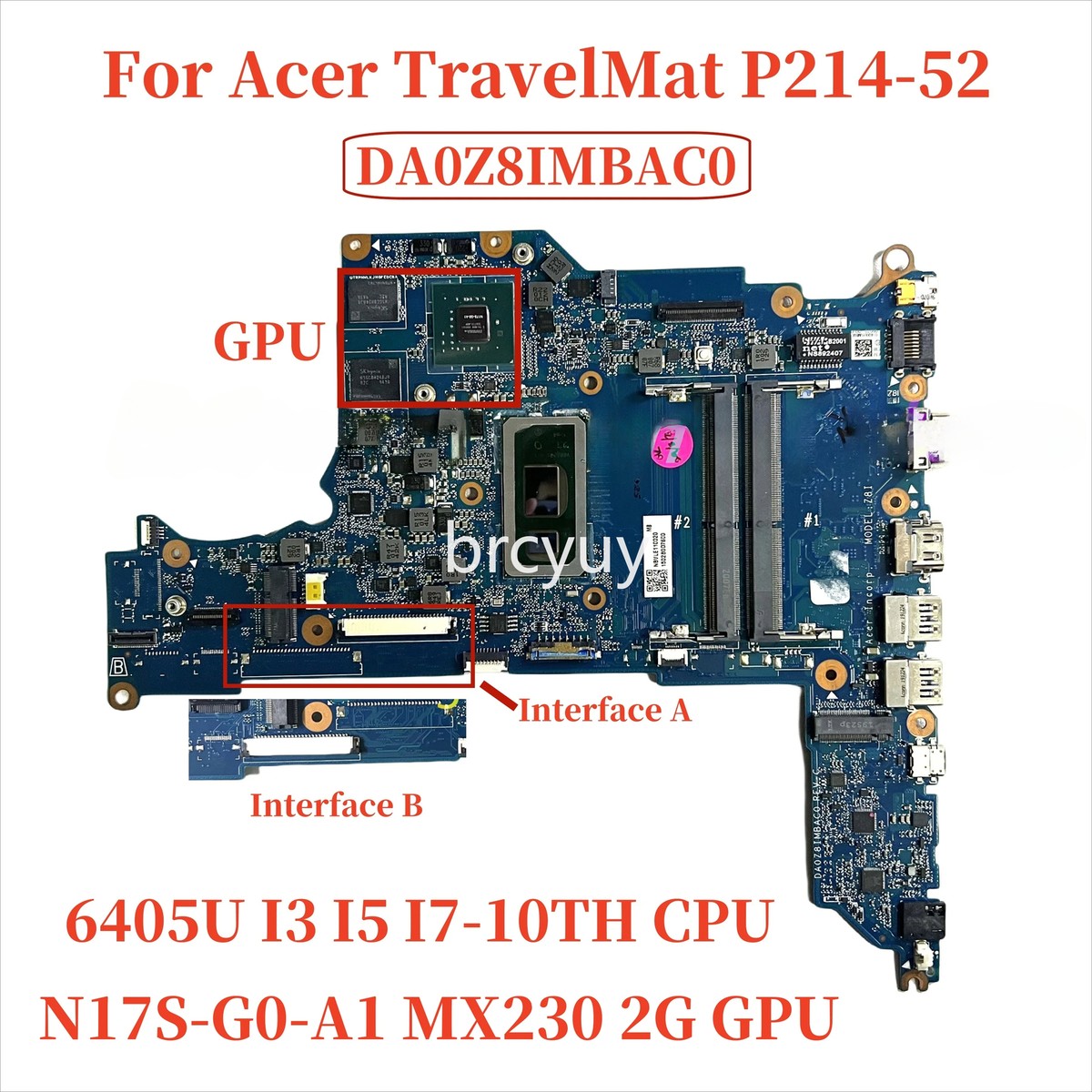 DA0Z8IMBAC0 For Acer P214-52 Motherboard W/ 6405U I3 I5 I7-10TH