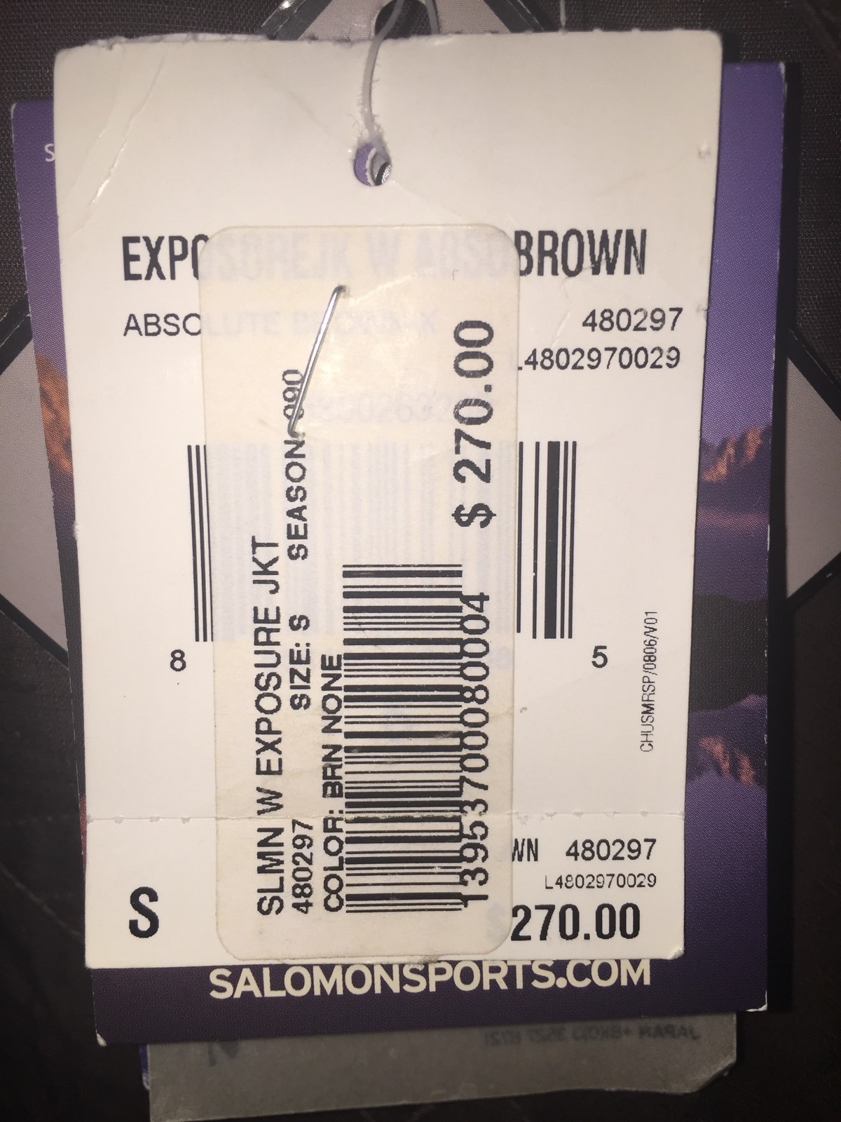 GIACCA SCI SNOWBOARD NUOVA CON ETICHETTE WMN'S SALOMON ESPOSIZIONE MARRONE ASSOLUTO TAGLIA SM RET $270