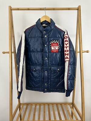 VTG 70s 80s Daytona Winston Cup Nascar RJ Racing Puffer Jacket 