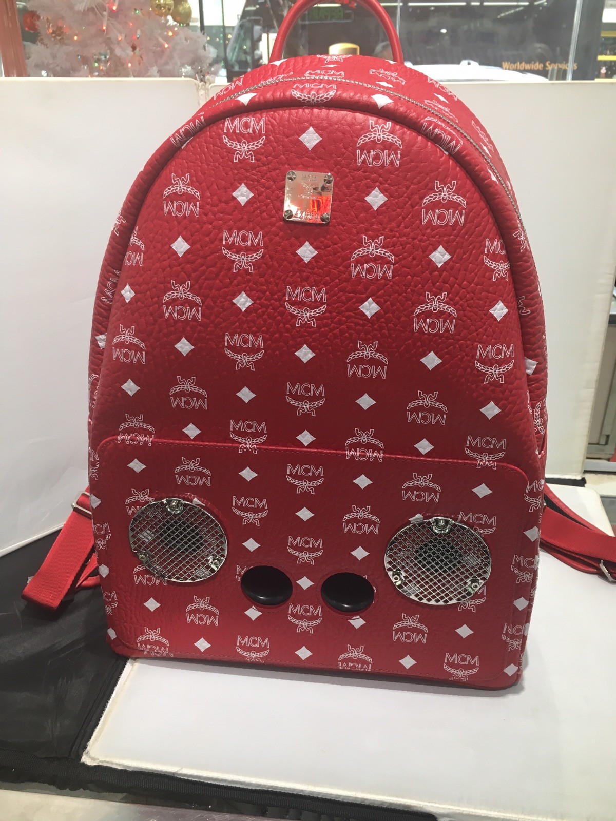 mcm bag with speakers