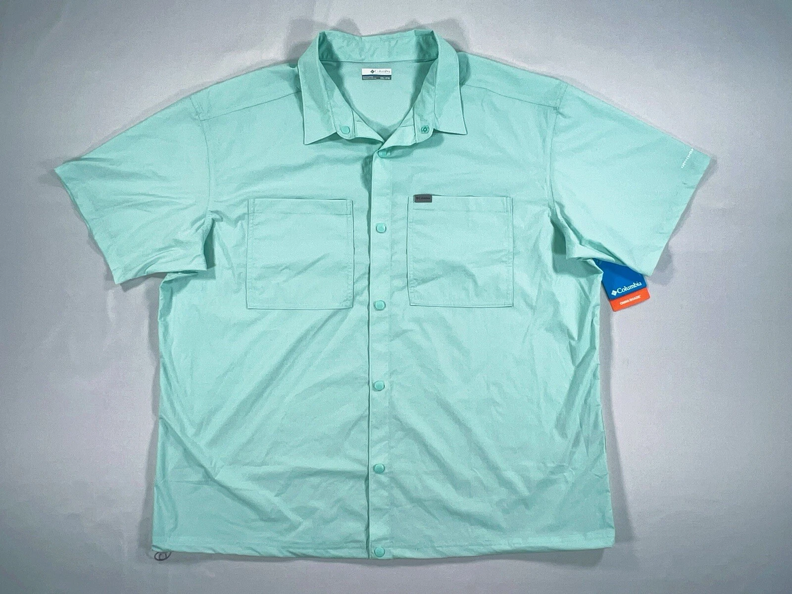 Columbia Shirt Men's XXL 2XL Green Fishing Omni-Shield Snap Button NWT