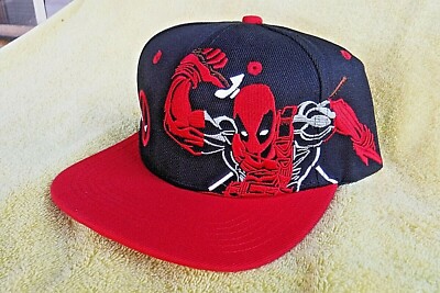 NEW/OOAK/OOP/DS MARVEL HERO DEAD POOL EMBROIDERED CAP! 2 FRONT DESIGNS SNAP BACK