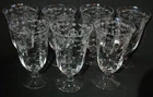 Lot of 7 Vtg Elegant Depression Glass Fostoria Navarre Juice Goblets 1936-82
