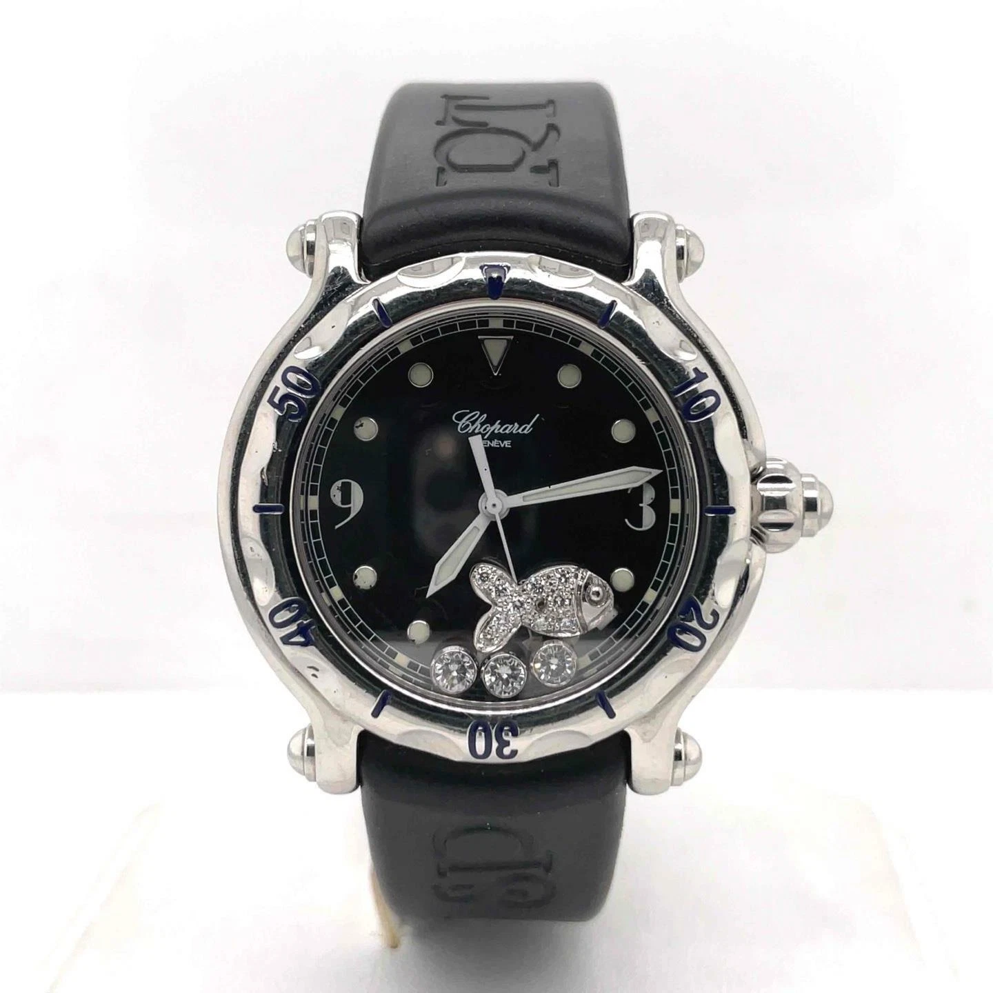 Chopard — Chopard Happy Beach Quartz Diamond Fish Stainless Steel Black Dial 28/8347-8