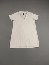 Gap Women Polo Dresses M White Split V Neck Short Sleeve Collared Casual Summer