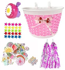Kids Bike Decorations Accessories,Bicycle Scooter Basket, Children Bicycle Pink