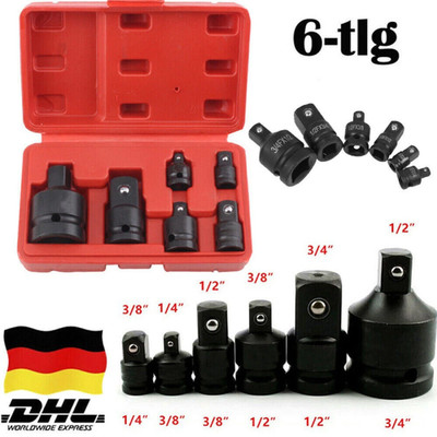 6X Stecknuss Adapter Satz Schlagschrauber Nuss Set 1/4 3/8 1/2 auf 3/4 Zoll DE