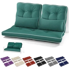  Set of 5 Outdoor Bench Cushions Set 44 x 19 Inch Tufted Waterproof Patio Green