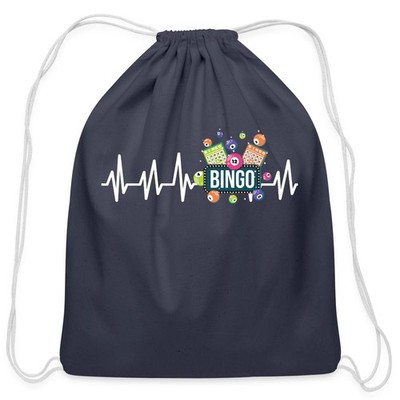 Bingo Night Celebration Cotton Drawstring Bag, One Size, navy