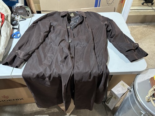 Paul Stuart, Vintage Paul Stuart Men’s Trench Coat, Sz 44, Brown, Belseta Microfiber IT,Italy