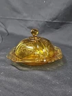 VTG Indiana Glass Federal Madrid Amber Yellow Covered Butter Dish