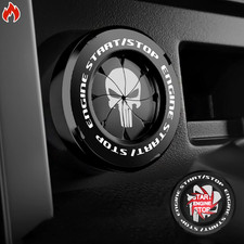 Rotary Push Start Button Cover, Punisher Car Accessories Engine Start Stop Butto