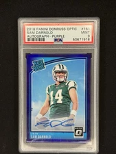 2018 Panini Donruss Optic Sam Darnold Auto Purple PSA 9 #15/35 RC Rookie