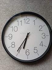 Dunelm Water +Noble Wall Clock D30 X W4cm Black Edge New Has Got A Small Imperfe