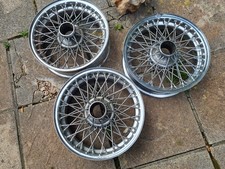 MGC, MGB 72 SPOKE 15" X 5.5" CHROME WIRE WHEELS x3