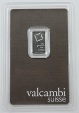 Valcambi Suisse 2.5 Gram .9995 Fine Platinum Bar in Assay Card 2301.66 per troy oz