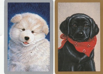 Pair of Samoyed & Black Labrador Puppy,  Swap Cards