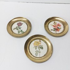  Vintage 5 Wall Hang Brass Framed Floral Prin...