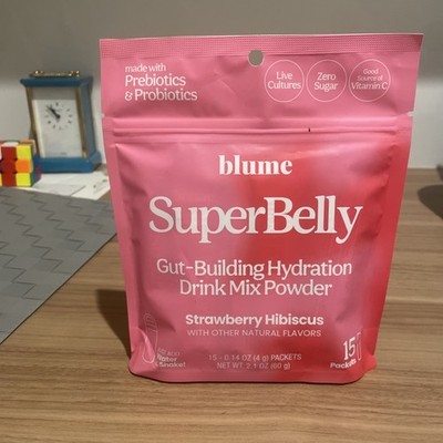 Blume Super Belly Gut-Building Hydration Drink Mix Powder - Strawberry Hibiscus