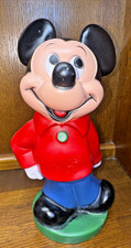 Vintage Mickey Mouse Plastic Coin Bank / 11" Tall - Free s&H