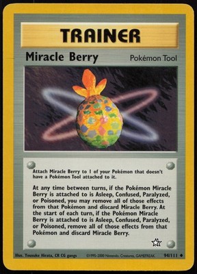 POKEMON MIRACLE BERRY 94/111 EX NEO GENESIS UNCOMMON TRAINER NON HOLO ENG 2000