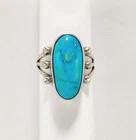 Beautiful Vintage GENUINE TURQUOISE CABOCHON GEMSTONE 925 Sterling Silver Ring