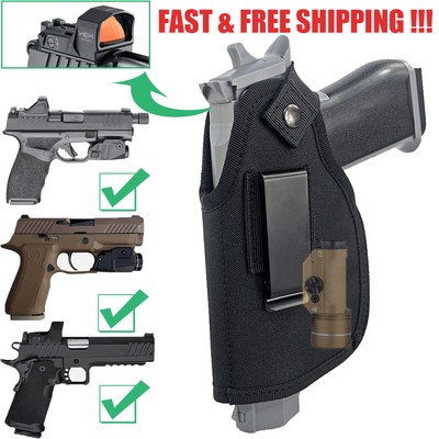 Ambidextrous IWB/OWB Belt Holster for Pistols with Optic/Light/Laser Attachment
