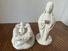 Vintage Holland Mold Mary Baby Jesus Creshe Ceramic Figures 1973 Glazed