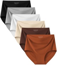 Seamless Womens Underwear High Waisted No Show Briefs Silky Stretch Breathabl...