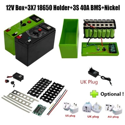 DIY Battery Pack 12V 3S7P Battery Storage Box Holder 3S 40A BMS Nickel Set