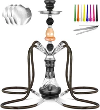 Hookah Set 4 Hose 21'' Shisha with Everything - A-BlackSliver 