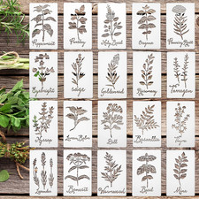 Jecery 20 Pcs Herb Stencils for Craft Painting on Wood, 7.87 X 4.72 Inches